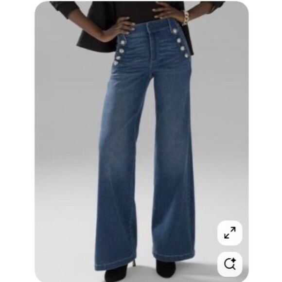White House Black Market Denim - EUC White House Black Market Mariner Wide Leg Blue Jeans 10